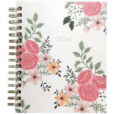 Imagem de WORLD TRAVELER Agenda 2026 semanal e mensal - 19 cm x 21 cm capa dura janeiro dezembro espiral agenda diária 2026 lista de tarefas, tamanho 17 x 21 cm, multifloral