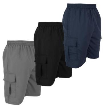 Imagem de Kit Com 3 Bermudas Cargos De Tactel Short Plus Size COR:SORTIDASTAMANH