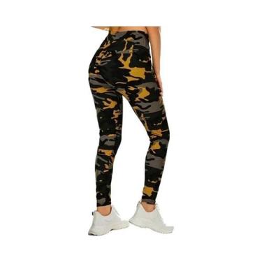 Imagem de Leggings Femininas Com Estampa Camuflada De Alta Elasticidade E Ajuste
