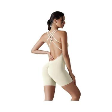 Imagem de Macacão Feminino Sexy Sem Costas Para Yoga, Fitness E Academia, Com Ef