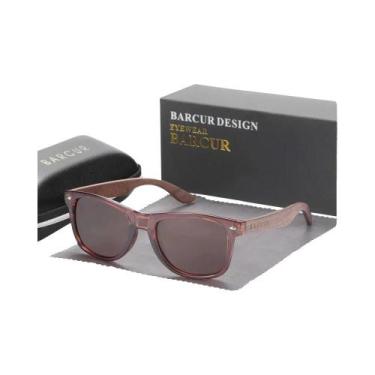 Imagem de Óculos De Sol Polarizados Masculinos De Madeira Nogueira Preta Com Pro