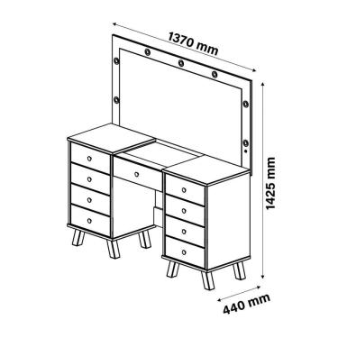 Imagem de Penteadeira Camarim Retro 9 Gavetas Led E Espelho Off White