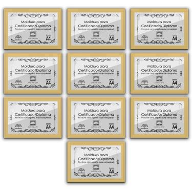 Imagem de Kit 10 Certificados Diplomas A4 Com Tela De Acetato E Mdf Titulos Moldura Marfim