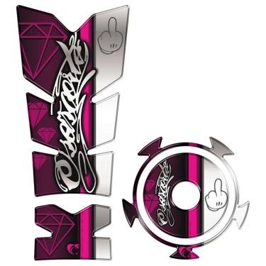 Imagem de Kit Protetor Tanque E Bocal Adesivo Moto Yamaha Fz15 Rosa Cor Rosa