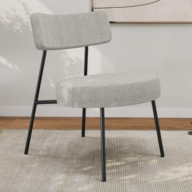 Imagem de Poltrona Decorativa Sala De Estar Kobe Estofada Com Encosto Linho Cinza - Desk Design Cor Cinza