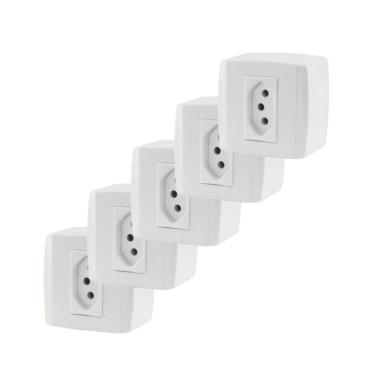 Imagem de Kit 5 Tomada Sobrepor Externa 20A 2P+T 250V Branco Ilumi