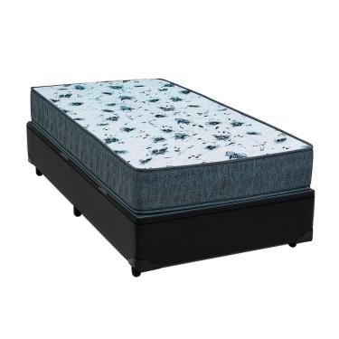 Imagem de Cama Box Baú Solteiro 88 Tecido Sintético Preto Com Colchão Alegro Bello Box Espuma D28 Cinza 58x88x188