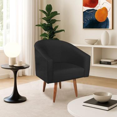 Imagem de Poltrona Decorativa Jade Design Moderno Sala De Estar Quarto Escritório Confortável Luxo Pés Palito Suede Preto
