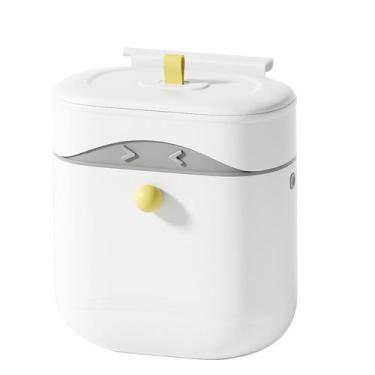 Imagem de Mini lixeira de mesa, lixeira fofa para mesa de 1 litro com tampa desl