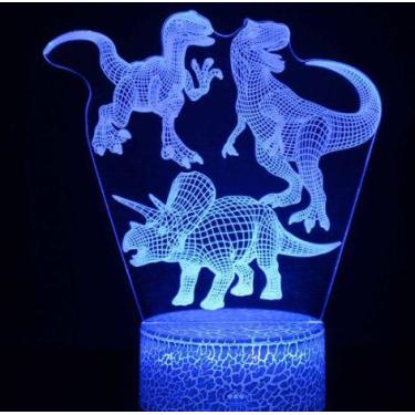 Imagem de Candeeiro de mesa Night Light 3D Dinosaur USB Touch com base preta - T