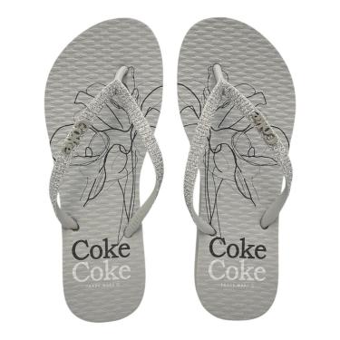 Imagem de Chinelo Coca Cola Feminino Sandália Dedo Estampa Versalhes CC4594 Caramelo-Feminino