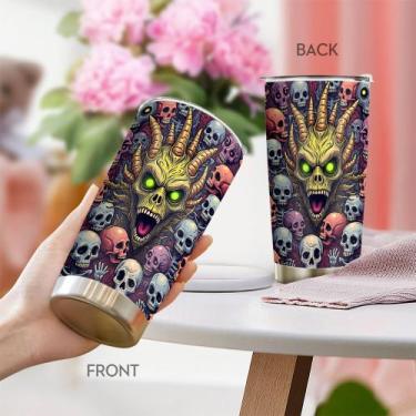 Imagem de Caneca de café Tumbler Oasisdream 600 ml com estampa de caveira