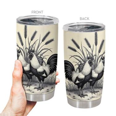 Imagem de Copo de viagem Caneca de café Oasisdream 600 ml com estampa de frango