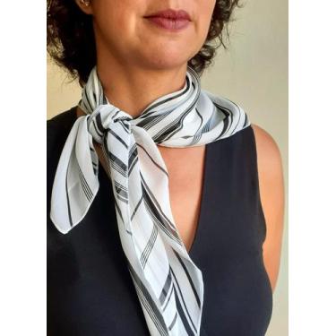 Imagem de Lenços Femininos para Pescoço em Satin - Combo - (Tie Day e Listrado) 