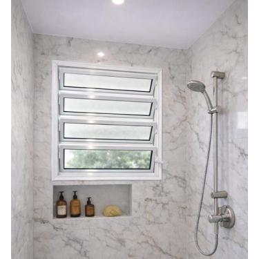 Imagem de Vitro Basculante de Alumínio Branco 80x40 Linha 25 Jade - Brecorimo