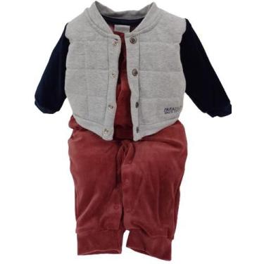Imagem de Macacão Longo Plush Bebê Menino Inverno Paraiso Ref 12946, Bordô, G ( 