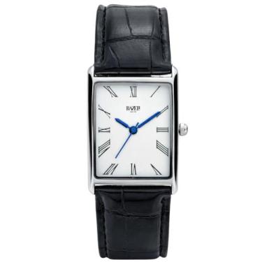 Imagem de Relógio Masculino Quadrado Prata Couro Croco Preto - BAZELI