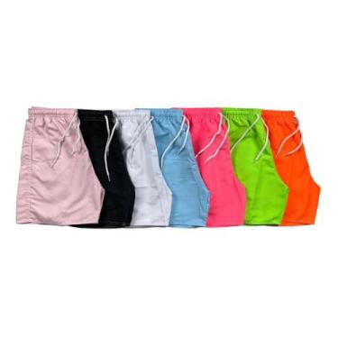 Imagem de Short neon liso plus size moda praia de elástico na cintura - Voluccy,