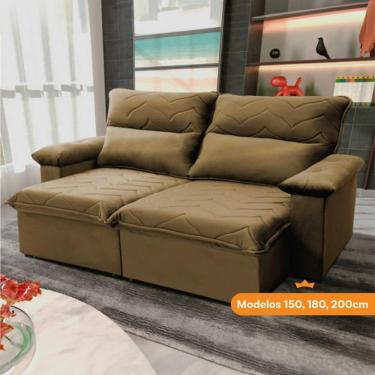 Imagem de Sofá Retrátil Reclinável Paris 2,00m Suede Velut Bege Molas No Assento - King House