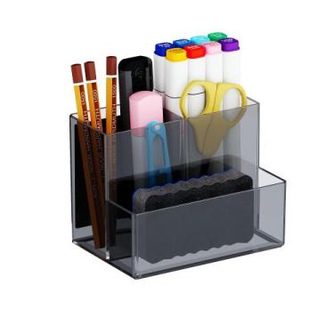 Imagem de Porta-canetas magnético acrílico Marbrasse cinza 12x8x10 cm