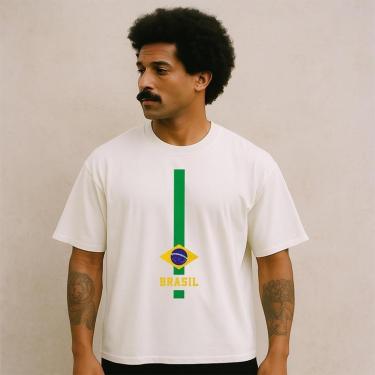 Imagem de Camiseta Oversized BRASIL Vertical Masculina Algodão Premium-Masculino