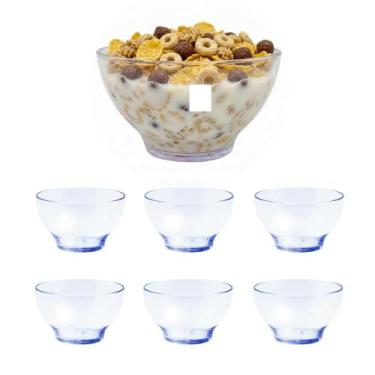 Imagem de Kit Com 6 Tigela Grande Bowl Cumbuca Transparente Acrílico 500ml - Kei