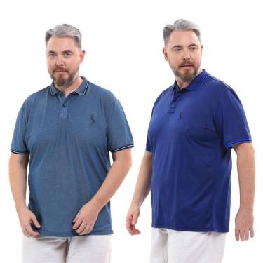 Imagem de Kit 2 Camisa Polo Masculina Plus Size Piquet Viscose Dry