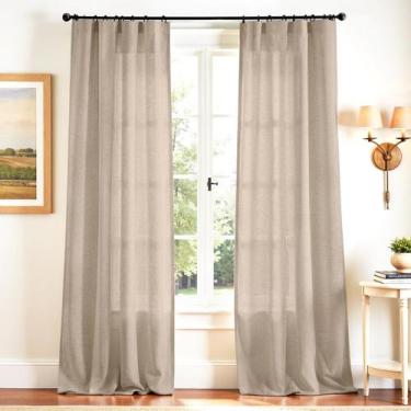 Imagem de Cortinas jinchan Taupe Linen Blend 300x305cm, extra longas, 2 painéis