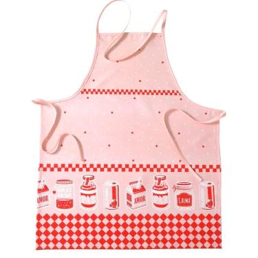 Imagem de Avental de Cozinha Clean Lilly Vermelho para Proteger a Roupa 50% Algodão 50% Poliéster Antimanchas para Uso Doméstico