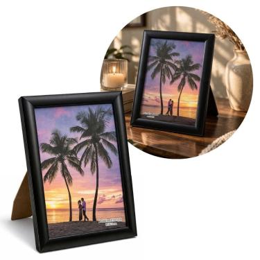 Imagem de Porta Retrato Moldura Madeira Preto Fosco Black Prime Classic 15x21 Vertical e Horizontal