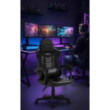 Imagem de Cadeira Gamer Ergonômica Preta Reclinável Conforto - Congratulations S