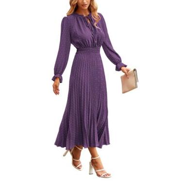 Imagem de Vestido PRETTYGARDEN Midi Roxo Escuro com Poás Grandes