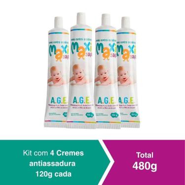 Imagem de kit 4 Creme Pomada Antiassadura Vit A.G.E 480g  Maxi Baby 