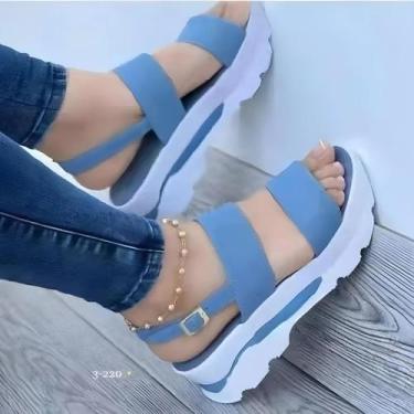 Imagem de Sandálias Femininas De Plataforma Baixa Com Salto Wedge, Moda De Verão