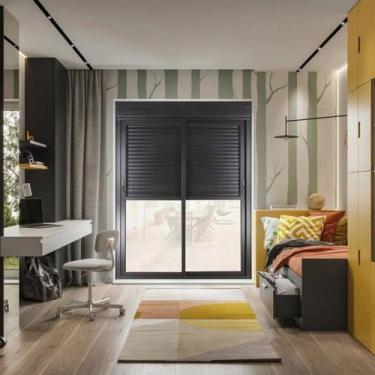 Imagem de Porta de Aluminio com Persiana Integrada 220x150cm 2 Folhas Manuais - 