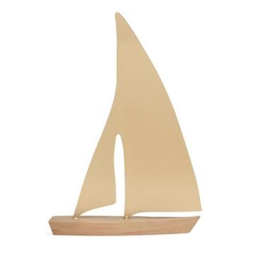 Imagem de Escultura Decorativa Barco em Metal Dourado 21286G Mart