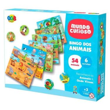 Imagem de Jogo Infantil Bingo dos Animais 54 Peças - GGB  Papelaria  Infantil  D