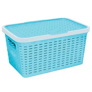 Imagem de Caixa Organizadora 15L Linha Caixa Bicolor Baby Tampa Reclinável Para 