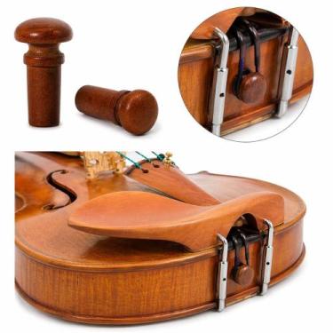 Imagem de Botão Para Violino 4 4 Boxwood Marrom Marinos Peça Reposição Ajuste Pr