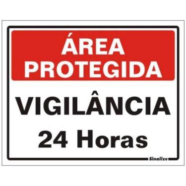 Imagem de Placa de Poliestireno Autoadesiva 20x15cm área Protegida Vigilância 24