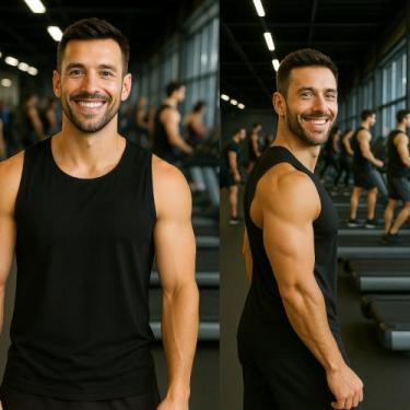 Imagem de kit 5 Regata dray fit masculina lisa Básica, Preto, M