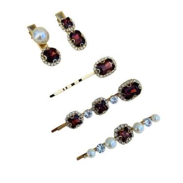 Imagem de Kit de Presilhas com Pedras Coloridas para Penteados - Pistache Acessó