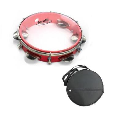 Imagem de Pandeiro 8'' Vermelho Pele Cristal Com Bag Torelli Tp848 - TP848VMCL, 