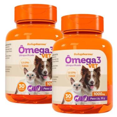 Imagem de Kit 2 Omega 3 Vet 1000mg Suplemento Cães Gatos 30 Cápsulas - BOTUPHARM