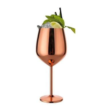Imagem de Taça Metalizada Vinho Drink Gyn Festa Buffet Rosé Gold 500ml - Prana D