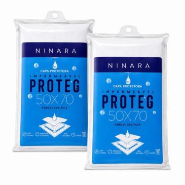 Imagem de KIT 2 Capas Protetora Protege 50x70 Percal 200Fios Br Ninara
