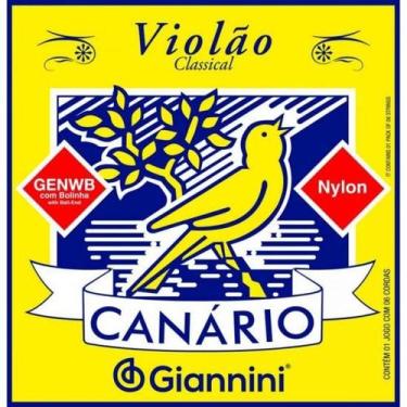 Imagem de Encordoamento Para Violão Nylon Série Canário Giannini GENWB Com Bolin