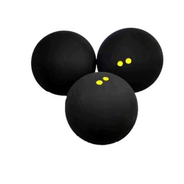 Imagem de DAMEINV 3 bolas de squash de bolinhas amarelas duplas com logotipo personalizado profissional de alta elasticidade resistente para brincar para treinamento e prática