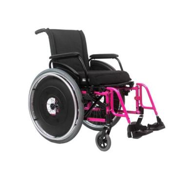 Imagem de Cadeira de Rodas AVD Rosa Pink Alumínio Pés Fixos Ortobras, 44cm