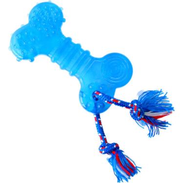 Imagem de Brinquedo Odontopet Osso Dental Flat com Corda Azul para Cães - Tam. G